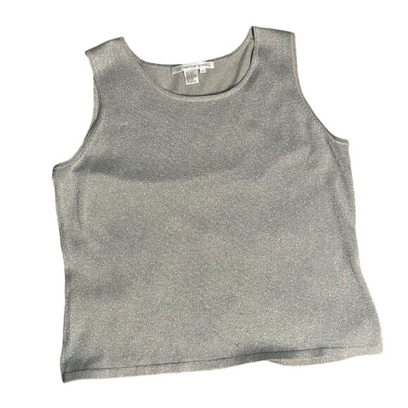 (5 for $25) Compositions Silk Silver Sparkle Sleeveless Blouse Shell size Large - Picture 5 of 6